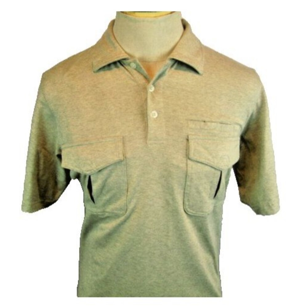 Mens TravelSmith Tan SS Golf Polo Casual Shirt sz Med